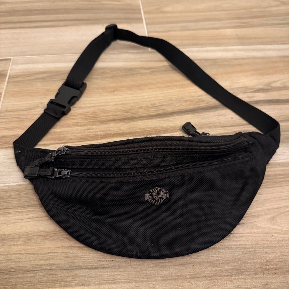 Harley-Davidson Black Canvas Waist Bag Fanny Pack Bar & Shield Logo